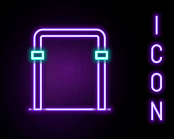 Leuchtende Neon-Linie Sport Horizontalbalken-Symbol isoliert auf schwarzem Hintergrund. Buntes Rahmenkonzept. Vektor — Stockvektor