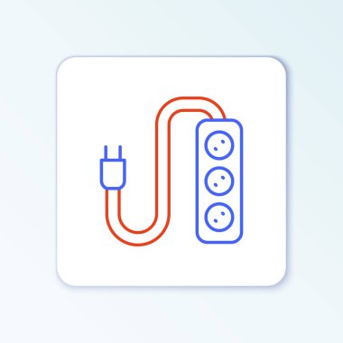 Elektrik hattı uzatma kablosu simgesi beyaz arkaplanda izole edildi. Priz prizi. Renkli taslak konsepti. Vektör