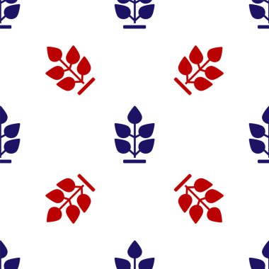 Blue and red Plant icon isolated seamless pattern on white background. Seed and seedling. Leaves sign. Leaf nature. Vector