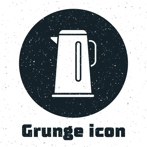 Grunge Kettle fogantyúval ikon elszigetelt fehér háttérrel. Teáskanna ikon. Monokróm vintage rajz. Vektorillusztráció — Stock Vector