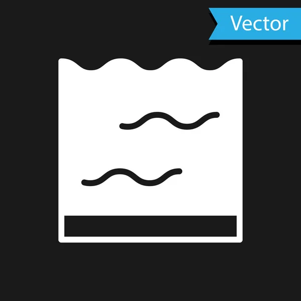 Ícone de aquário branco isolado sobre fundo preto. Aquário para casa e animais de estimação. Vetor — Vetor de Stock