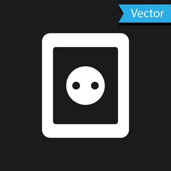 Weißes Symbol der Steckdose isoliert auf schwarzem Hintergrund. Steckdose. Rosettensymbol. Vektor — Stockvektor