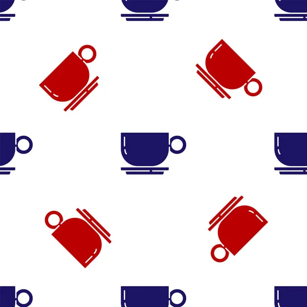 Синий и красный Coffee Кубок иконка изолирована безseamless узор на белом фоне. Чашка чая. Горячий кофе. Вектор — стоковый вектор