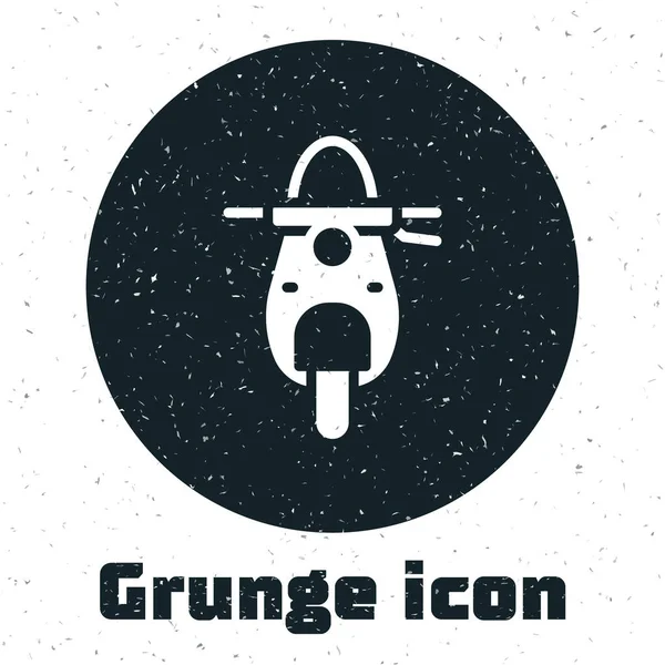 Grunge Scooter icon isolated on white background. Monochrome vintage drawing. Vector — Stock Vector