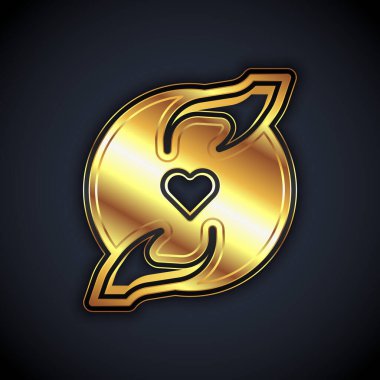 Gold Pleasant relationship icon isolated on black background. Romantic relationship or pleasant meeting concept. Vector