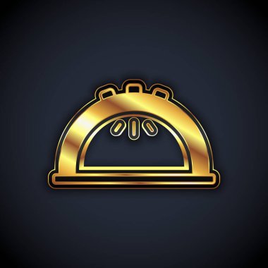Gold Manicure lamp icon isolated on black background. UV lamp for nail polish drying. Vector