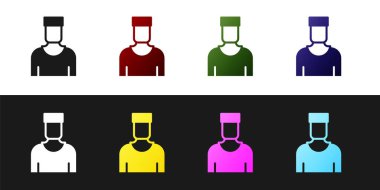 Set Sailor captain icon isolated on black and white background. Vector