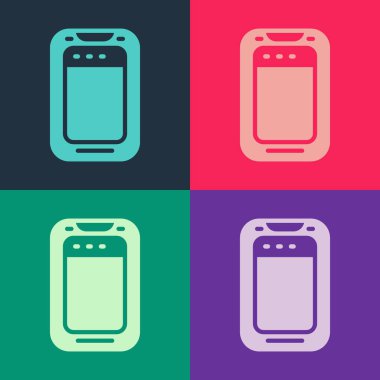 Pop Art Smartphone, renkli arka planda izole edilmiş cep telefonu simgesi. Vektör