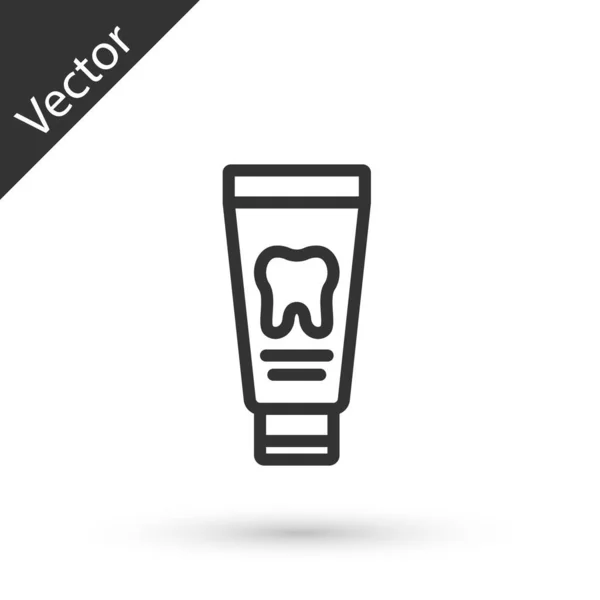 Grey line Tube of toothpaste icon isolated on white background. Vector — стоковый вектор