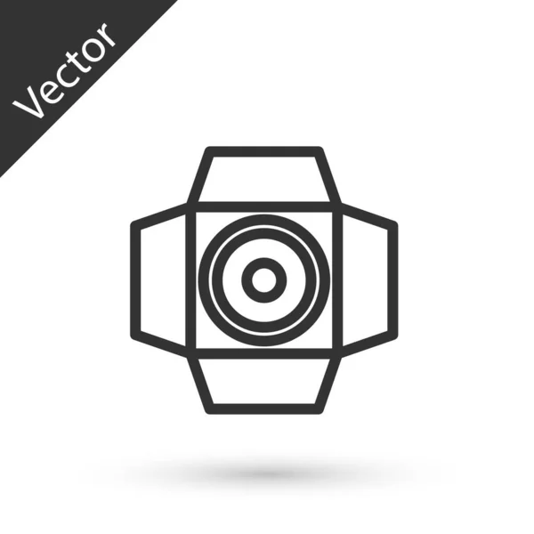 Grey line Movie spotlight icon isolated on white background. Light Effect. Scene, Studio, Show. Vector — Vetor de Stock