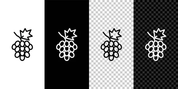 Set line Grape fruit icon isolated on black and white background. Vector — Archivo Imágenes Vectoriales