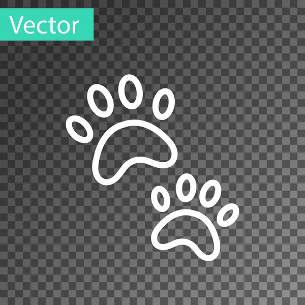 Ikon cap garis putih diisolasi pada latar belakang transparan. Sidik jari anjing atau kucing. Jalur hewan. Vektor - Stok Vektor