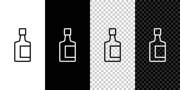 Zestaw linii Tequila butelka ikona izolowana na czarno-białym, przezroczyste tło. Meksykański drink alkoholowy. Wektor — Wektor stockowy
