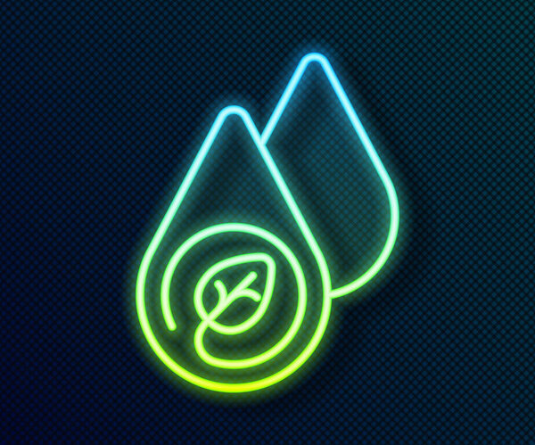 Glowing neon line Water energy icon isolated on black background. Ecology concept with water droplet. Alternative energy concept. Vector