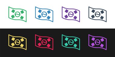 Güney Kore bayrak simgesini siyah beyaz arkaplanda izole et. Vektör