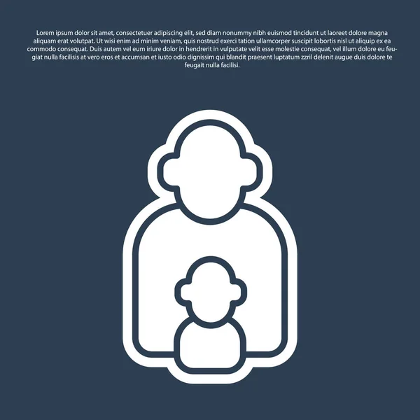 Blue line Taking care of children icon isolated on blue background. Vector — Stockvector