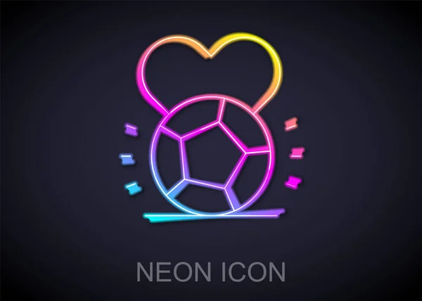 Glowing neon line Soccer football ball icon isolated on black background. Sport equipment. Vector — Stock Vector