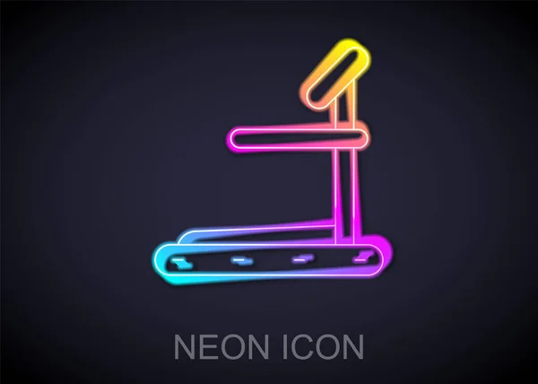 Linea neon incandescente icona della macchina Tapis roulant isolato su sfondo nero. Vettore — Vettoriale Stock