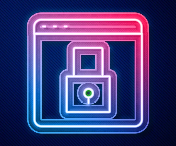 明亮的霓虹灯线使用蓝色背景隔离的SSL图标，用 πPS保护您的站点。网络通信协议。B.病媒 — 图库矢量图片