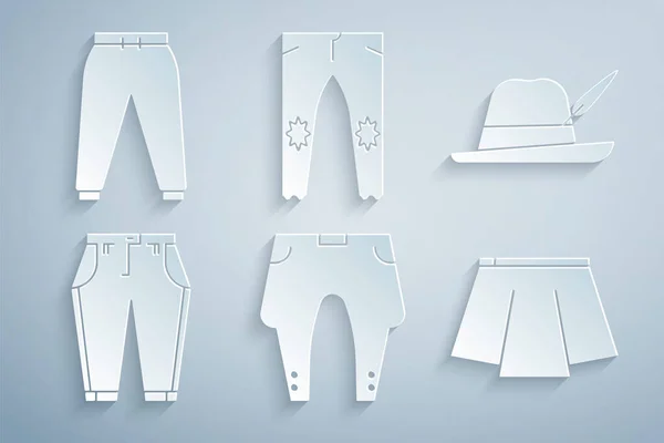 Set Pants, Oktoberfest hat, Skirt, and Sport pants icon. Vector —  Vetores de Stock