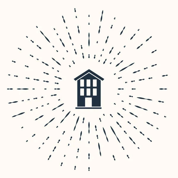 회색 하우스 아이콘은 베이지 배경에서 분리되었습니다. 집의 상징. 추상적 인 원 임의의 점들. Vector — 스톡 벡터