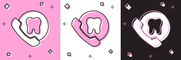 Set Online dental care icon isolated on pink and white, black background. Dental service information call center. Vector — Stock vektor