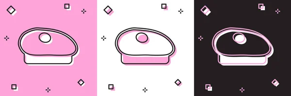 Set French beret icon isolated on pink and white, black background. Vector — Image vectorielle
