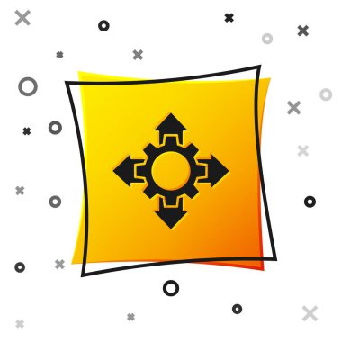 Black Project team base icon isolated on white background. Business analysis and planning, consulting, team work, project management. Yellow square button. Vector