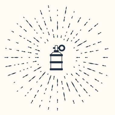 Grey Hand smoke grenade icon isolated on beige background. Bomb explosion. Abstract circle random dots. Vector