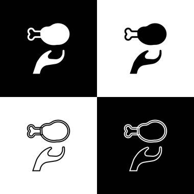 Bağış yiyecek simgesini siyah beyaz arkaplanda izole et. Vektör