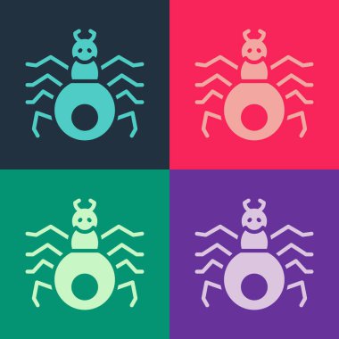 Pop Art Spider simgesi renk arkaplanında izole edildi. Mutlu Cadılar Bayramı Partisi. Vektör