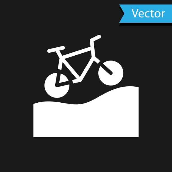 White Mountain bicycle icon isolated on black background. Bike race. Extreme sport. Sport equipment. Vector — Vetor de Stock