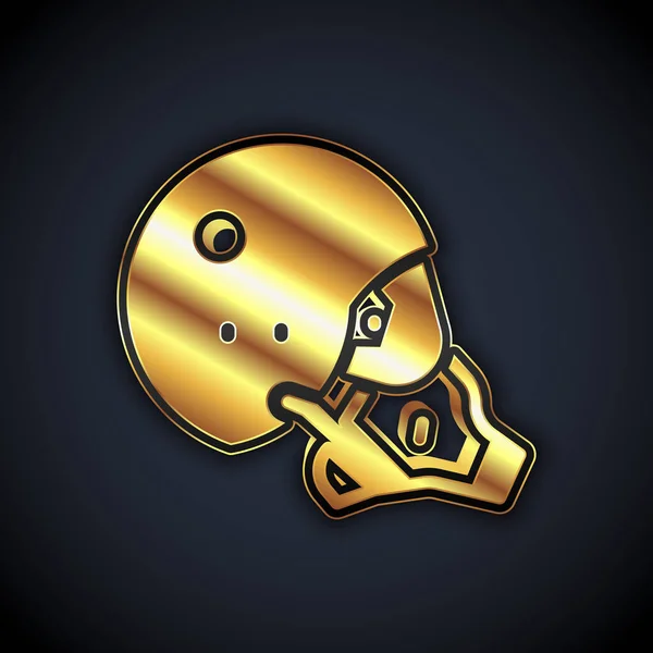 Gold Modern pilot helmet icon isolated on black background. Vector — Image vectorielle