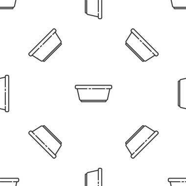 Grey line Plastic basin icon isolated seamless pattern on white background. Bowl with water. Washing clothes, cleaning equipment. Vector Illustration