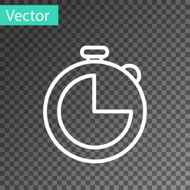 Beyaz çizgi mutfak zamanlayıcısı simgesi şeffaf arkaplanda izole edildi. Mutfak aletleri. Vektör İllüstrasyonu