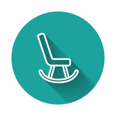 Uzun gölgeli beyaz çizgi Kol Koltuğu simgesi. Yeşil daire düğmesi. Vektör