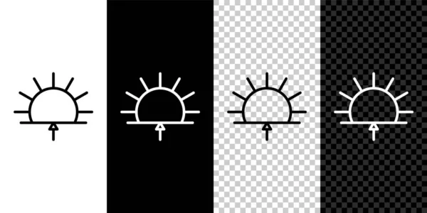 Установить линию Sunrise иконка выделена на черно-белом фоне. Векторная миграция — стоковый вектор