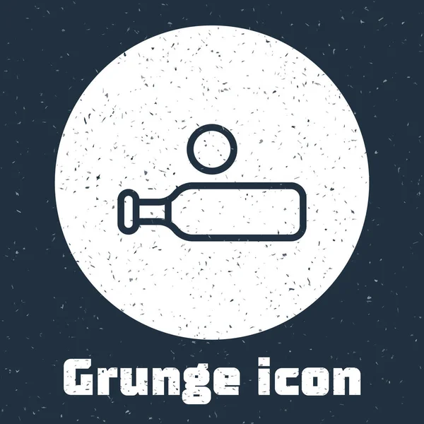 Grunge line Wood cricket bat and ball icon isolated on grey background. Monochrome vintage drawing. Vector — Stockvektor