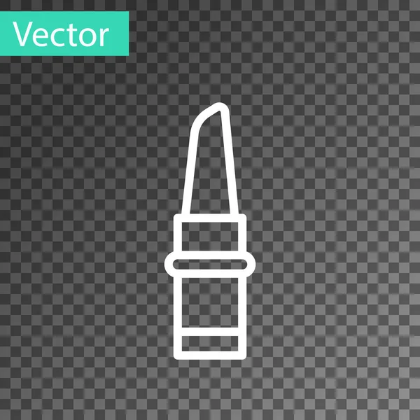 White line Lipstick icon isolated on transparent background. Vector — Vetor de Stock