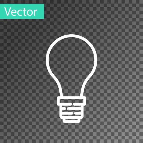 Línea blanca Bombilla con concepto de icono de idea aislado sobre fondo transparente. Símbolo de energía e idea. Concepto de inspiración. Vector — Vector de stock