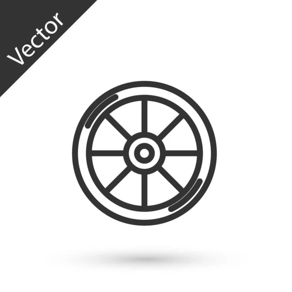 Grey line Bicycle wheel icon isolated on white background. Bike race. Extreme sport. Sport equipment. Vector — Image vectorielle