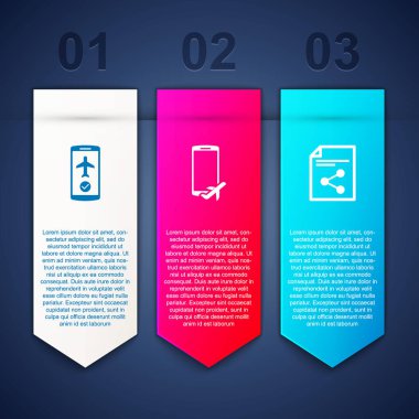 Set Flight mode in the mobile, and Share file. Business infographic template. Vector