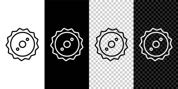 Nastavit ikonu kruhové pilové páky izolované na černobílém, průhledném pozadí. Pilové kolo. Vektor — Stockový vektor