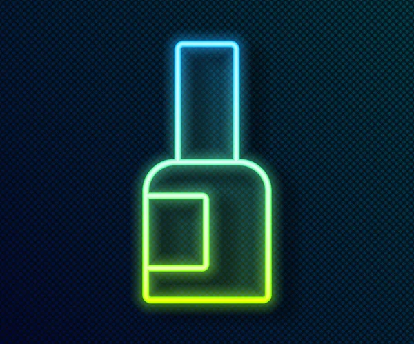 Leuchtende Neon-Linie Flasche Nagellack-Symbol isoliert auf schwarzem Hintergrund. Vektor — Stockvektor