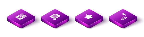 Set Isometric Mail server, Unknown document, Star and Folder tree icon. Vector — Vetor de Stock