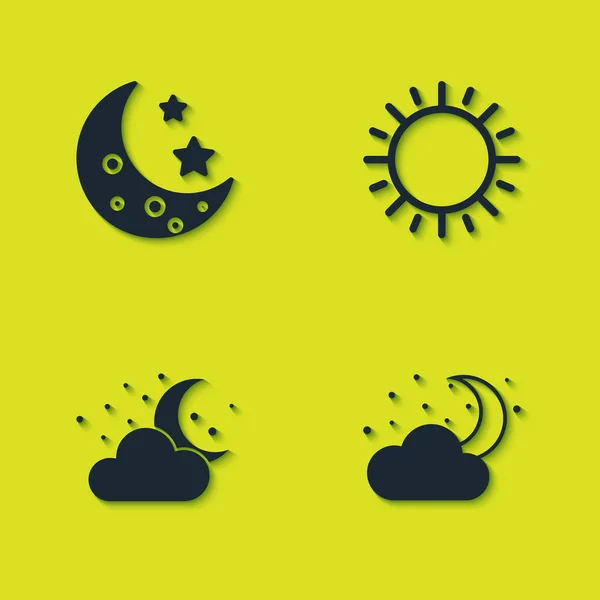 Set Moon and stars, Cloud with moon, and Sun icon. Vector — стоковый вектор