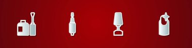 Set Bottle of nail polish, Milling cutter for manicure, and Nail icon. Vector