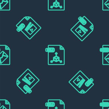 Set line OBJ file document, MOV and MSG on seamless pattern. Vector