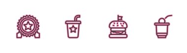 Set line Medal with star, Burger, Paper glass straw and Beer pong game icon. Vector