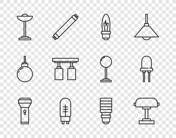 设置线闪光灯台灯灯泡发光二极管地面导轨灯和灯具Led及图标 — 图库矢量图片